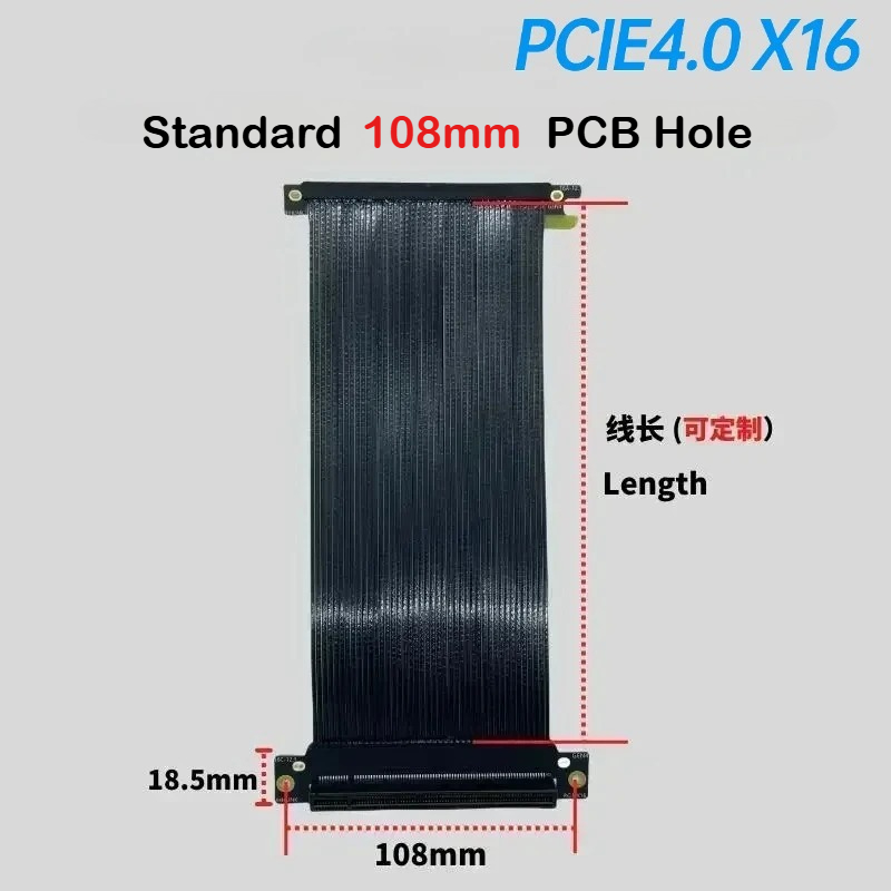 Itx Gpu Riser Pcie 4.0 16X - Gümüş Kaplama Tek Ters 16x Ekran