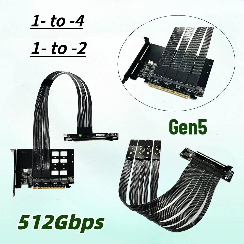PCIe 5.0 X16 4*M.2 NVMe'den X8 - Pcie 5.0 Gpu Riser Cable incelemesi ve fiyatı